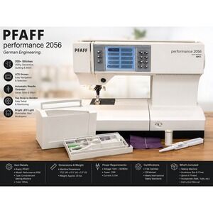 Pfaff Performance 2056 Computerized‎ Sewing Machine IDT 200+ Stitches White